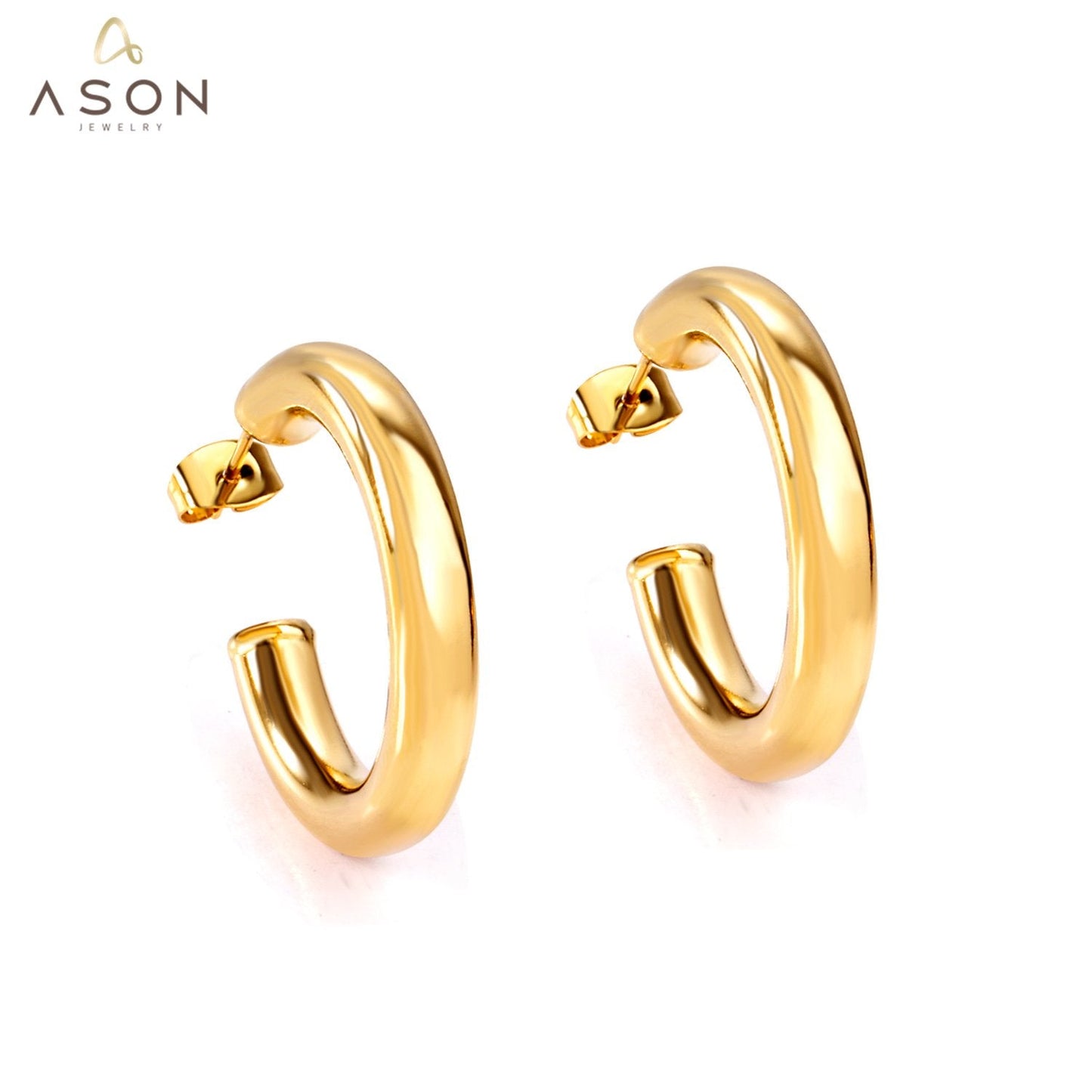 ASON Semicircle Stud Earrings Smooth Stainless Steel Ear Stud for Women Fashion Jewelry Trendy Jewelry Accessories asonjewelry