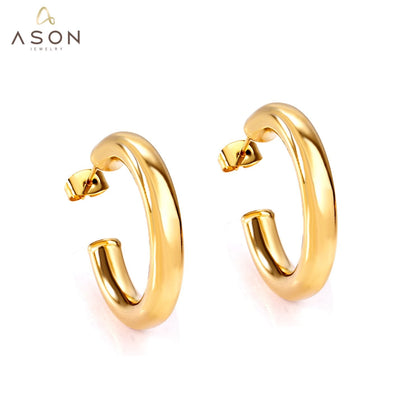 ASON Semicircle Stud Earrings Smooth Stainless Steel Ear Stud for Women Fashion Jewelry Trendy Jewelry Accessories asonjewelry