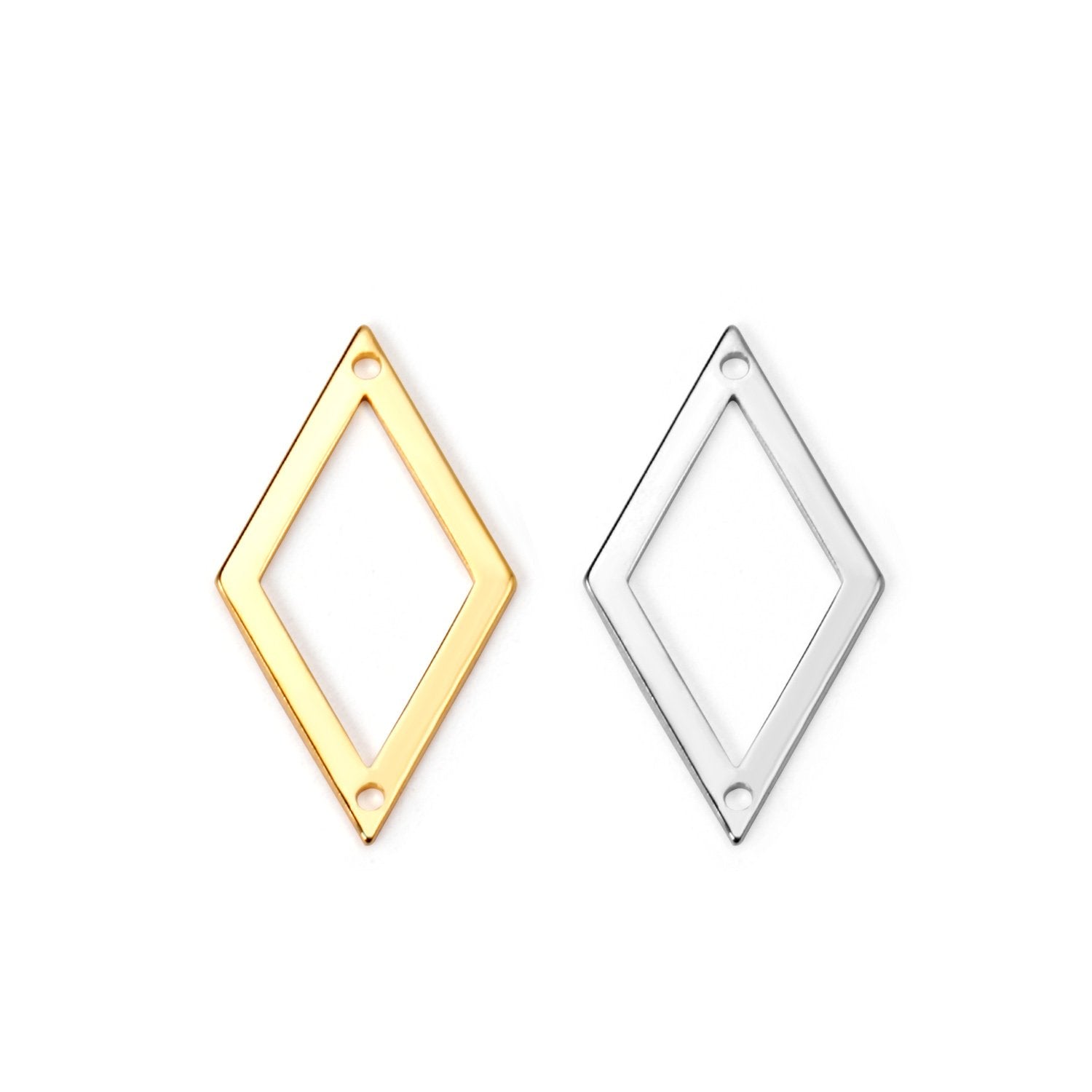 ASON 100 Pcs/Lot Rhombus Hollow Out Charms Extend Connector Charm With Holes Pendant Stainless Steel For Jewelry Making Supplies asonjewelry