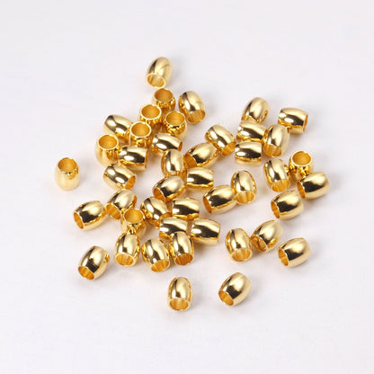 ASON 100pcs/Lot Spacer Beads Loose Ball Oval 316L Stainless Steel Gold Silver Color For DIY bracelet Necklace Jewelry Making asonjewelry