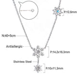 Snowflake Collier Tassel Long Necklace With Zirconia Luxury Fine Gifts For Woman Steel Color Pendant Necklace 2022