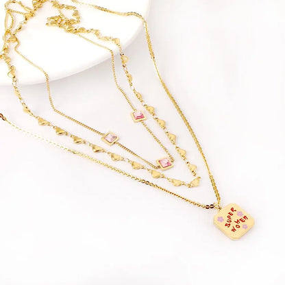 Triple Trendy Products Stainless Steel Necklaces For Woman Snake Beads Chain Green Heart Pink Zirconia Vneck Choker asonjewelry