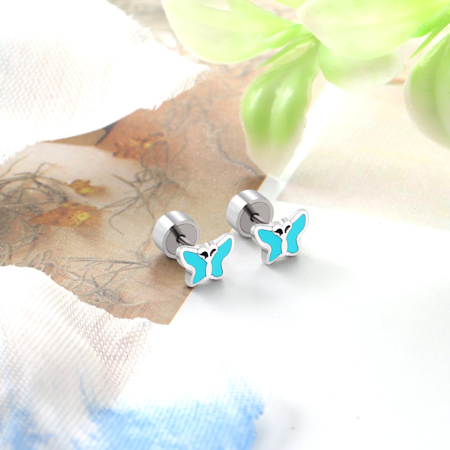 ASON 316L Stainless Steel Silver Color Lovely Butterfly Press Stud Earrings for Women/Girl/Kids Party Gift Fashion Jewelry asonjewelry