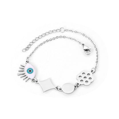 ASON Blue Eye 316L Stainless Steel Bracelet Women Bangle with Geometric Charm Fashion Jewelry Punk Party Gift Accessories asonjewelry