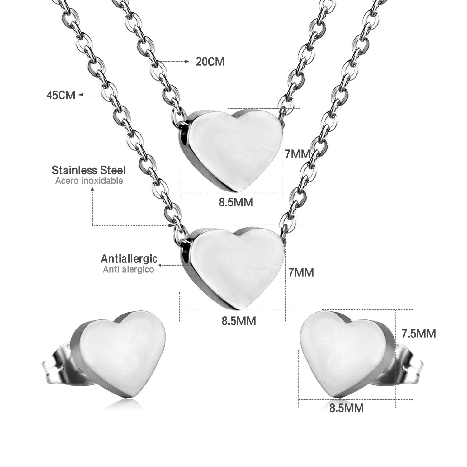 ASON Stainless Steel Double Heart Pendants Women Choker Necklaces Gold Color Multialyer Chains Necklace Party Gift Jewelry asonjewelry