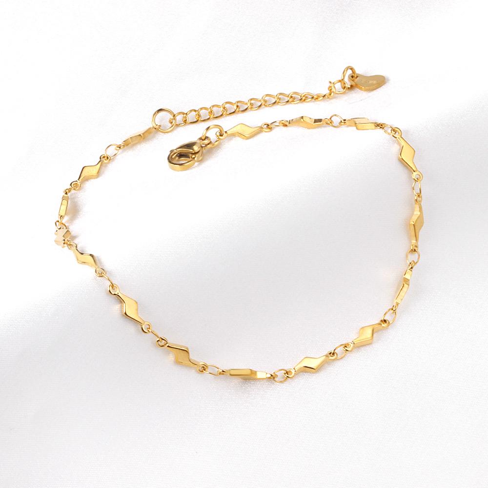 ASON Gold Color Stainless Steel Lightning Shape Chains Anklet For Women Foot Summer Beach Fashion Jewelry Accessories Gift asonjewelry