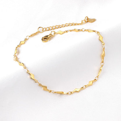 ASON Gold Color Stainless Steel Lightning Shape Chains Anklet For Women Foot Summer Beach Fashion Jewelry Accessories Gift asonjewelry
