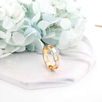 ASON Trendy Style Block Stitching Shape Rings Stainless Steel Gold Color For Women Casual Jewelry Accessories Wedding Gift asonjewelry