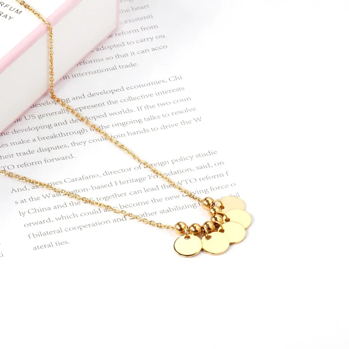 Pendant Gothic Stainless Steel Round Sequins Necklaces For Female Trendy Jewelry Gold Chain Necklace collier femme asonjewelry