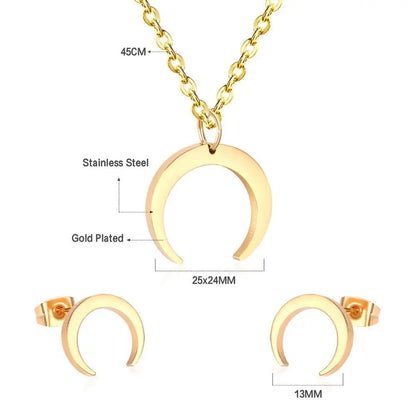 Gold Moon Dubai African Wedding Bridal Jewelry Set For Women Stainless Steel Necklace Earring Jewellery Sets 2022 asonjewelry