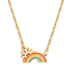 Collar con colgante de arcoíris para niñas, regalos de cumpleaños, joyería de la suerte de verano, collares coloridos con dijes de arcoíris para mujer 
