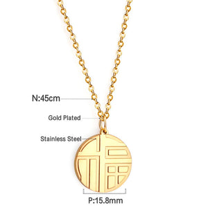 Stainless Steel Trendy Style Round  Pendant Nacklace Collar  For Women  accessories Party Collier Wedding Gold Color