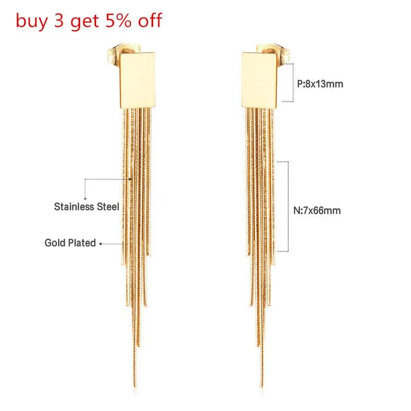 Vestido Jewelry Korean Style Wedding Tassel Drop Earrings Women Stainless Steel Dangle Earings Christmas Pendientes asonjewelry