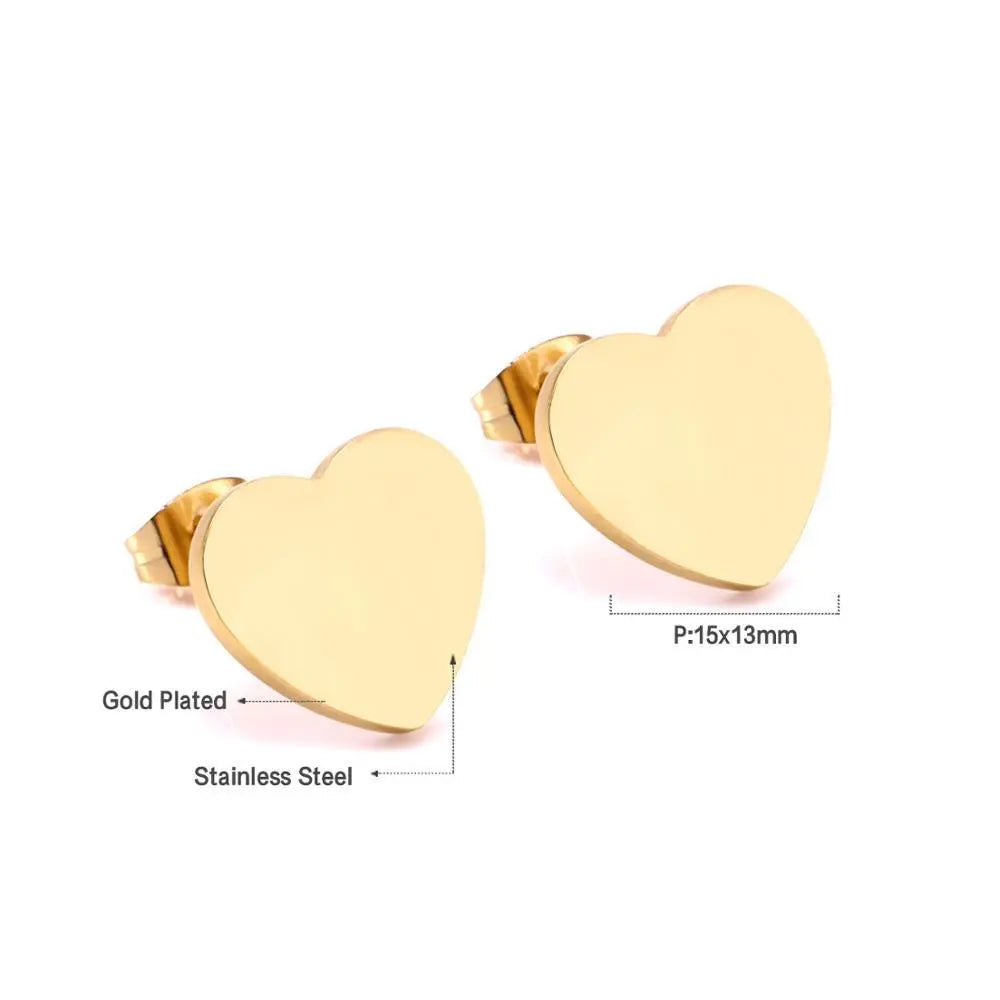 Pendientes heart round small stud earrings 316L stainless steel brincos stud earrings for women girls oorbellen asonjewelry