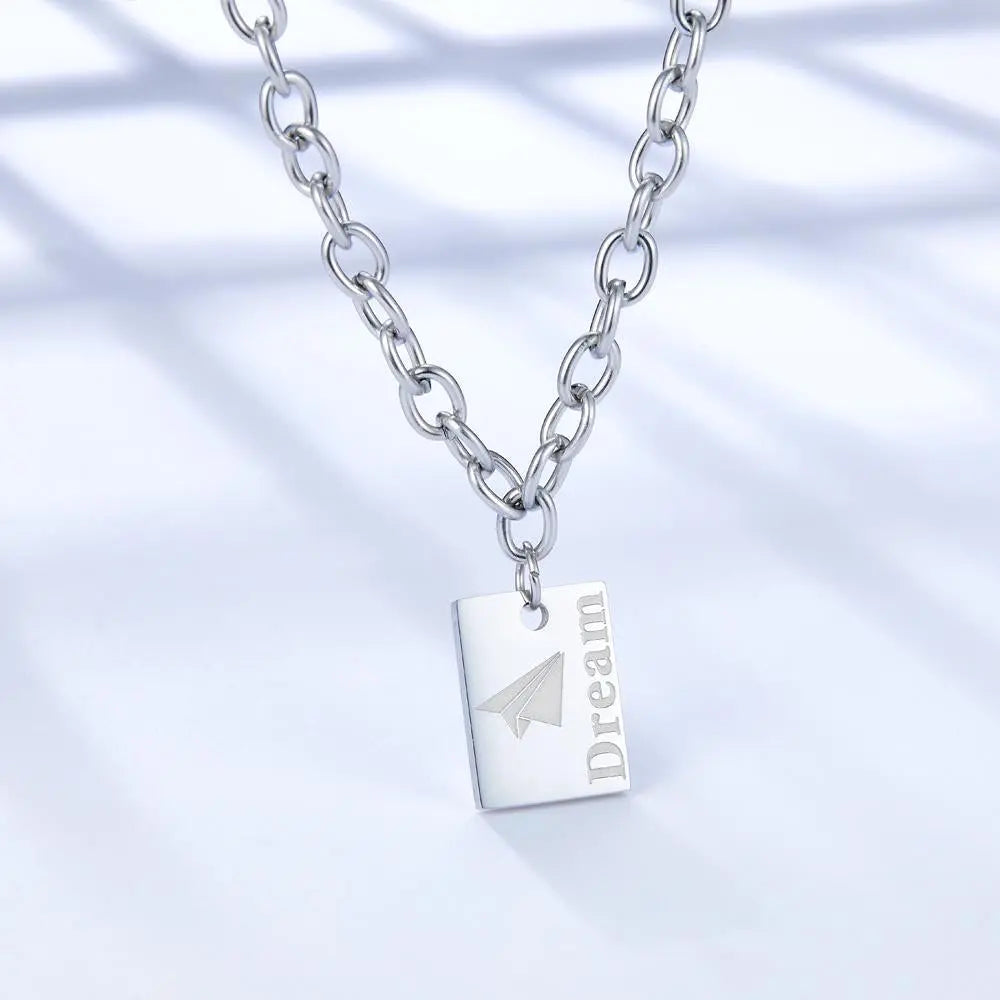 Gold Plated Link Chains For Man/Woman Thick Collier Punk Style Dream Letter Geometric Pendant Necklaces Hip Hop asonjewelry