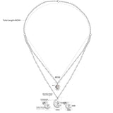 Stainless Steel Moon Star Double Chain Wedding Bridal Dubai African Jewelry Set Earring Necklace Women Jewelry sets