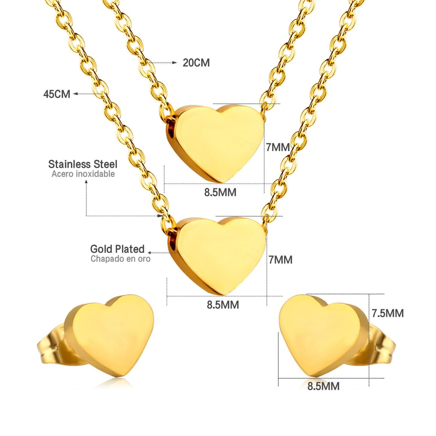 ASON Stainless Steel Double Heart Pendants Women Choker Necklaces Gold Color Multialyer Chains Necklace Party Gift Jewelry asonjewelry
