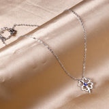 Hollow Out Four Leaf Clover Pendant Necklaces Blue Cat Eyes Stone For Friends Wishes Lucky Christmas Gifts Collier