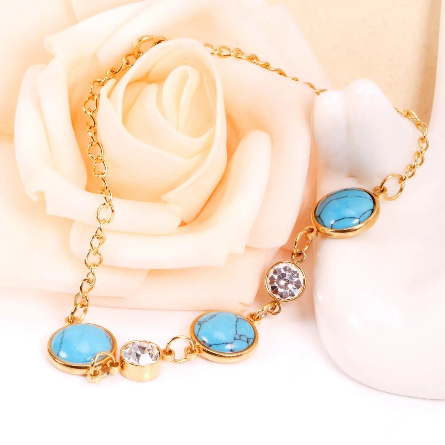 Green red rineston zircon chain bracelet charms stainless steel bracelet & bangle gold vacuum bracelets pulseras asonjewelry