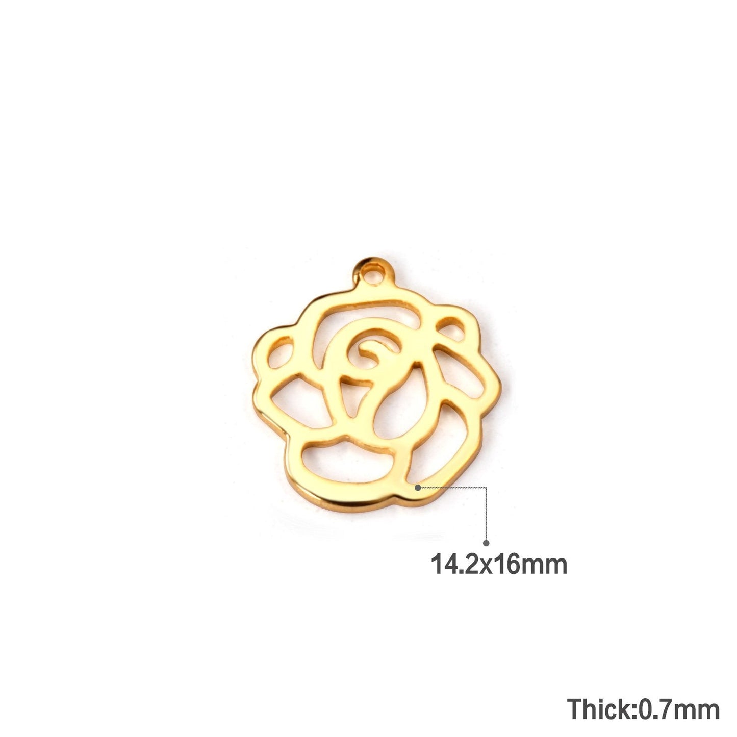 ASON100 Pcs/Lot Rose Pendant 316L Stainless Steel Flowers Charm Wholesale Gold Silver Color For Necklace Bracelet Jewelry Making asonjewelry