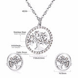 Korean Wedding Dubai Stainless Steel Jewelry Sets Tree Necklace Earrings For Women African Fashion Jewelry Sets