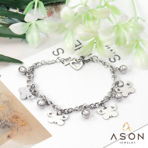 ASON – Bracelet papillon tendance avec boule en acier, accessoires de charme, couleur argent, en acier inoxydable, bijoux pour femmes, cadeau de fête 