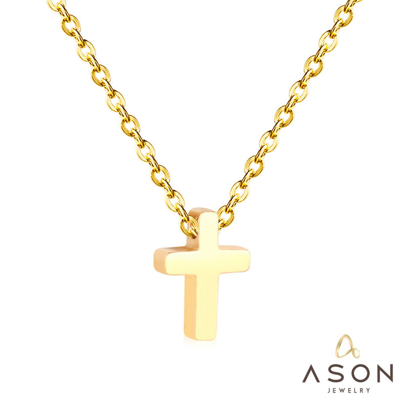 ASON Cross Pendants 45cm Rolo Cuban Link Chains Necklaces Top Sale Gold Color Choker Collars Women Party Gift Jewelry