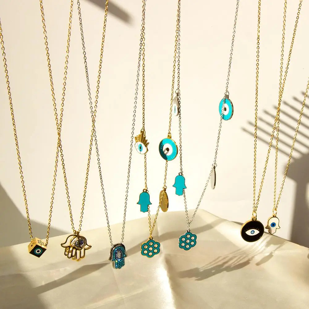 Blue Turkish Eyes Jewelry Evil Eyes Necklaces For Woman Stainless Steel Choker Fashion Aesthetic Eyes Strange Thing asonjewelry