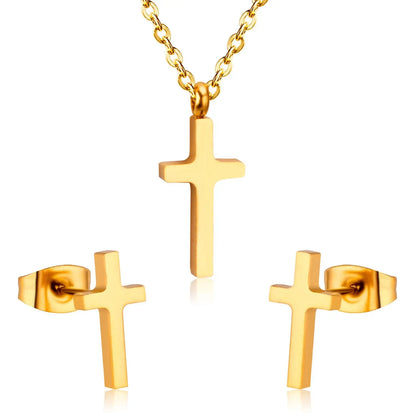Hot Sale Jewelry Cross Pendant Necklace Earring Sets For Men/Boss Gift Made By Stainless Steel asonjewelry