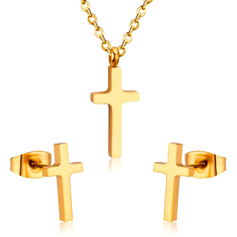 Hot Sale Jewelry Cross Pendant Necklace Earring Sets For Men/Boss Gift Made By Stainless Steel