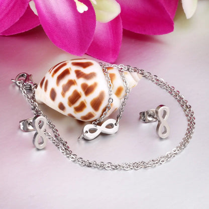 Stainless Steel Jewellery Sets Letter Necklace Earring African Dubai Indian Gold Color Jewelry Set For Women Girls asonjewelry