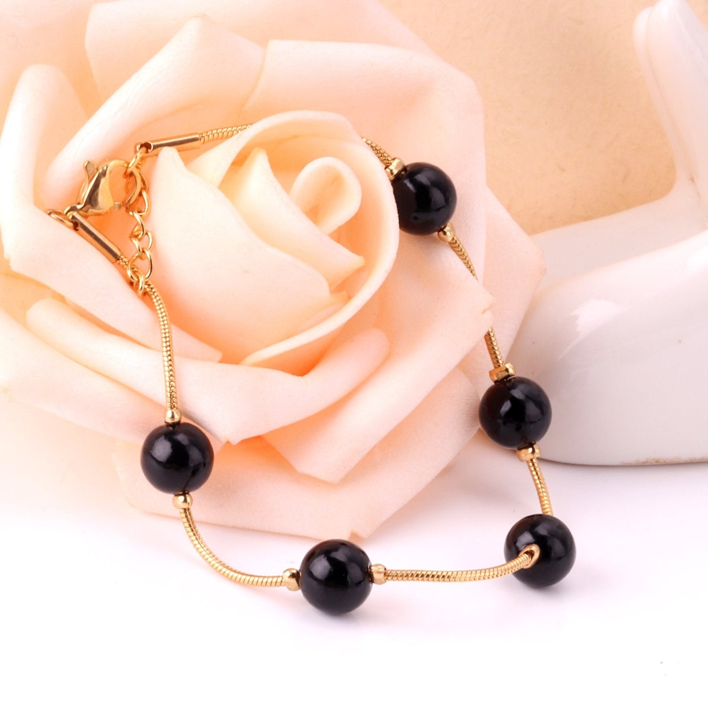 ASON Adjustable Imitation Pearl Chain Bracelets Bangles for Women Gold Color Stainless Steel Extender Fashion Jewelry Gift asonjewelry