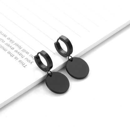 ASON Stylish Round Pendant Stainless Steel Earrings for Women Girls Hanging Dangle Earring Simple Jewelry Party Gift asonjewelry