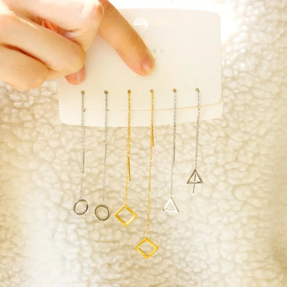 Simple Tassel Linear Chain Long Drop Earrings For Women Girl Geometric Star Hanging Ear Line Japan Korean Jewelry 2022 asonjewelry