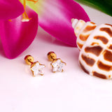 ASON Punk pequeña estrella tornillo Piercing pendientes Cubic Zirconia Acero inoxidable Color oro joyería de moda para mujer regalo 