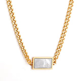 Cuban Chain With Square Pendant Fashion Decor For Woman Man Earth Design Pendant Thick Chain Peace Asethetic Collie
