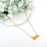 Collar con colgante de arcoíris para niñas, regalos de cumpleaños, joyería de la suerte de verano, collares coloridos con dijes de arcoíris para mujer 