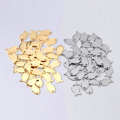 ASON 100pcs/lot Ladies Pendant Fish Shape Pendant Wholesale Stainless Steel For Necklace Bracelet Jewelry Making Supplies asonjewelry