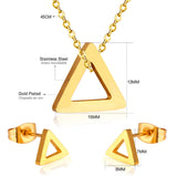 ASON Triangle Pendants 316L Stainless Steel Bridal Wedding Jewelry Set for Women Necklace Pendant Small Stud Earring