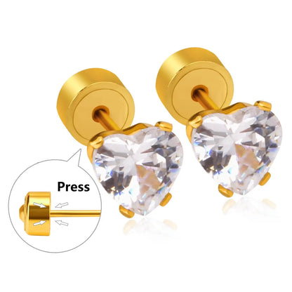 Screw Plug Heart Earrings 2020 New For Women Stainless Steel Crystal Kid Stud Earrings Jewellery pendientes brincos asonjewelry