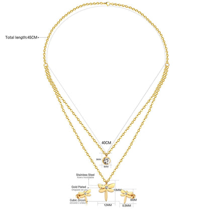 ASON Top 316L Stainless Steel Dragonfly Necklace Pendant Bridal Wedding Jewelry Set for Women 2019 Small Stud Earring Sets asonjewelry