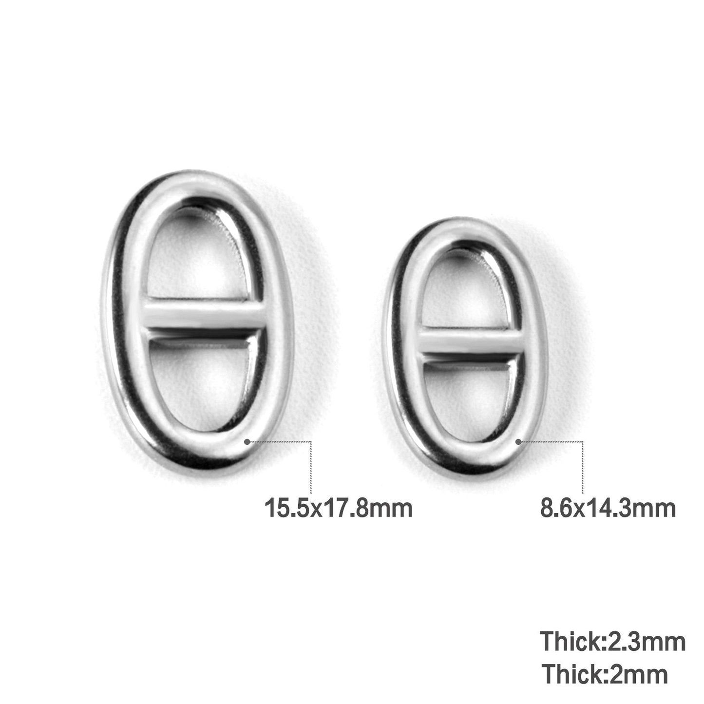 ASON 5Pcs/Lot Gold/Silver Color Stainless Steel Oval Two Holes Charms For Women Men Necklace Bracelet Anklet DIY Jewelry Making asonjewelry