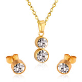 Cylinder Cubic Zirconia Pendant Nacklace Earrings Jewelry Sets For Women Brincos No Fade Collars Jerelry Party   