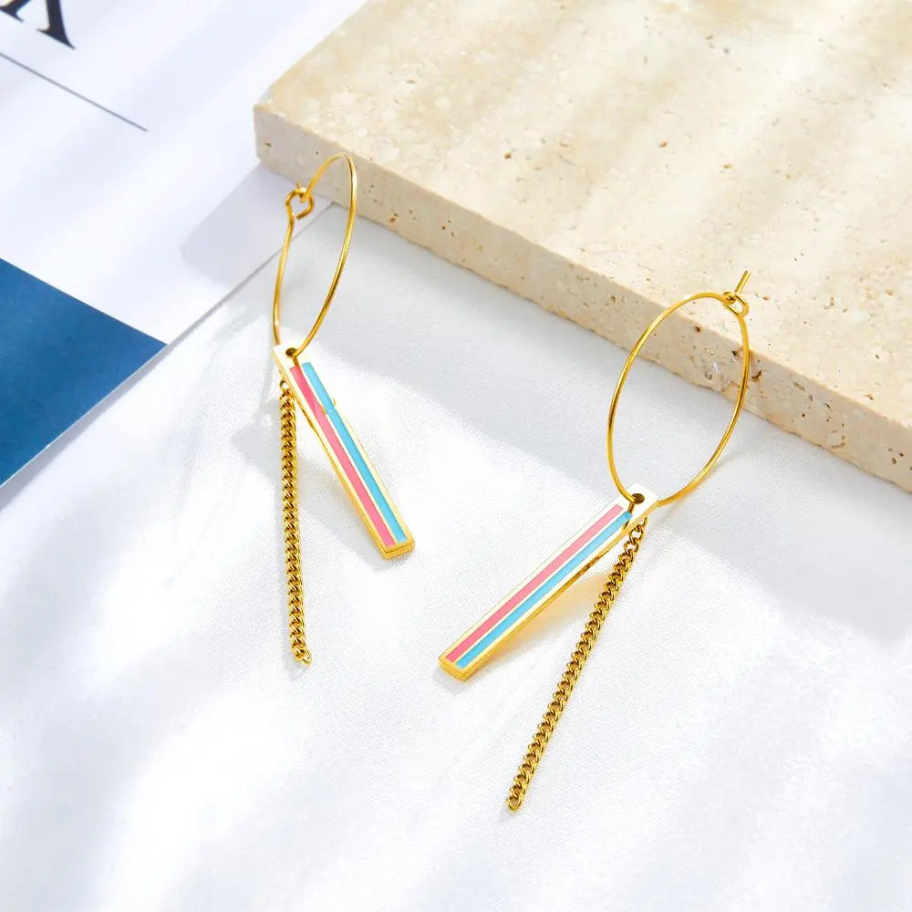 Dangle Pendants Earrings Statement Brand New Trendy Layered Drop Earrings For Office Lady Rectangle Drops Hoops asonjewelry
