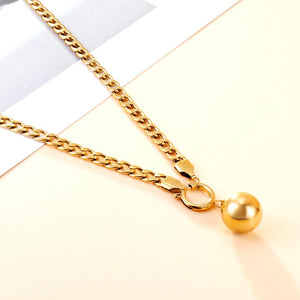Stainless Steel Ball Charm Necklace for Women Gold Color Cuban Link Chain Choker Minimalist Girls Design Neck Collar