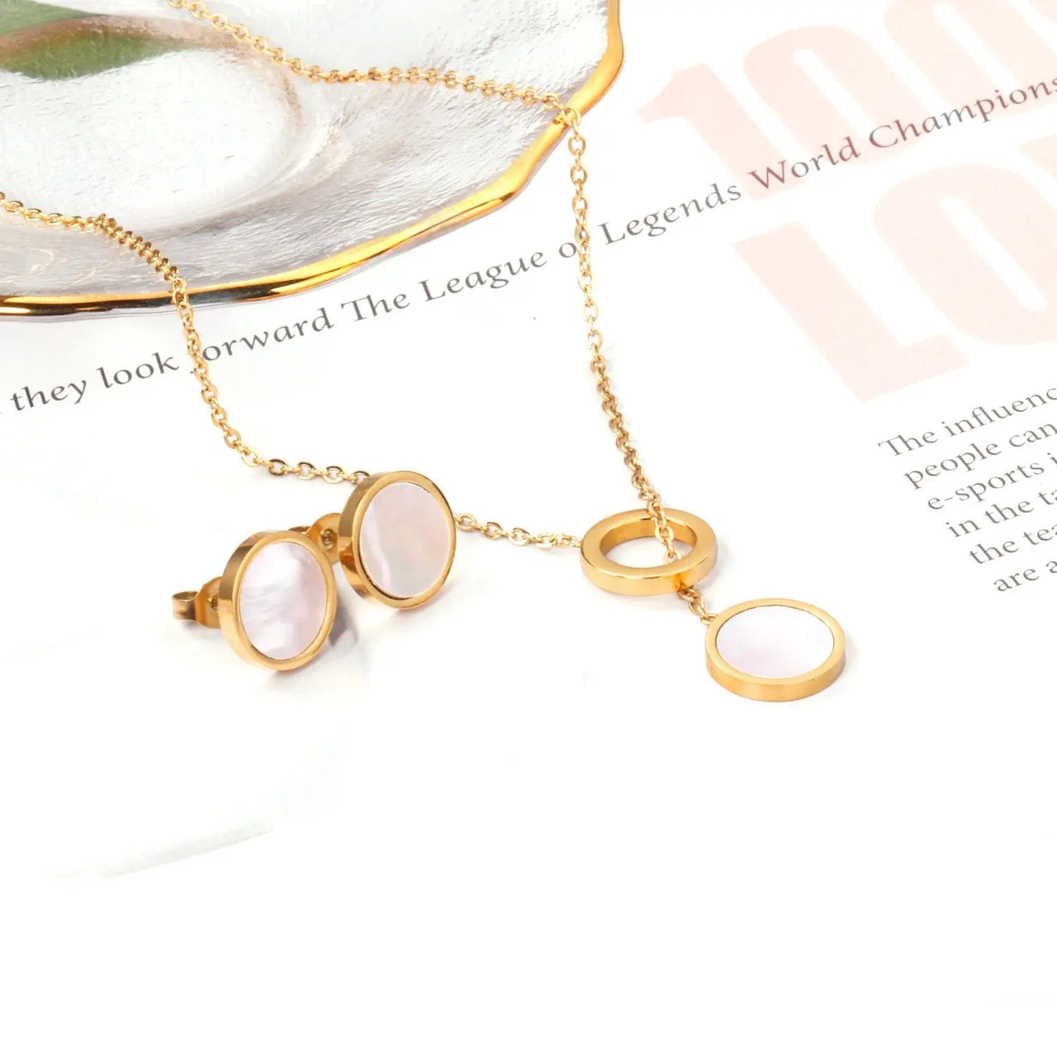 New Arrival Stainless Steel Gold/Silver Color Necklaces Earrings Sets Necklace For Women Party Jewellry Accessories asonjewelry