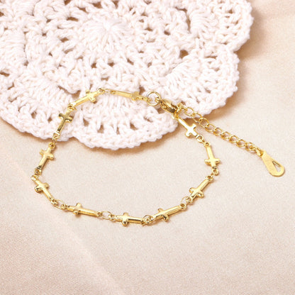 ASON Gold Color Cross Charm Bracelet Stainless Steel Punk Bangle Bracelets For Women Men Fashion Jewelry Gift Accessories asonjewelry