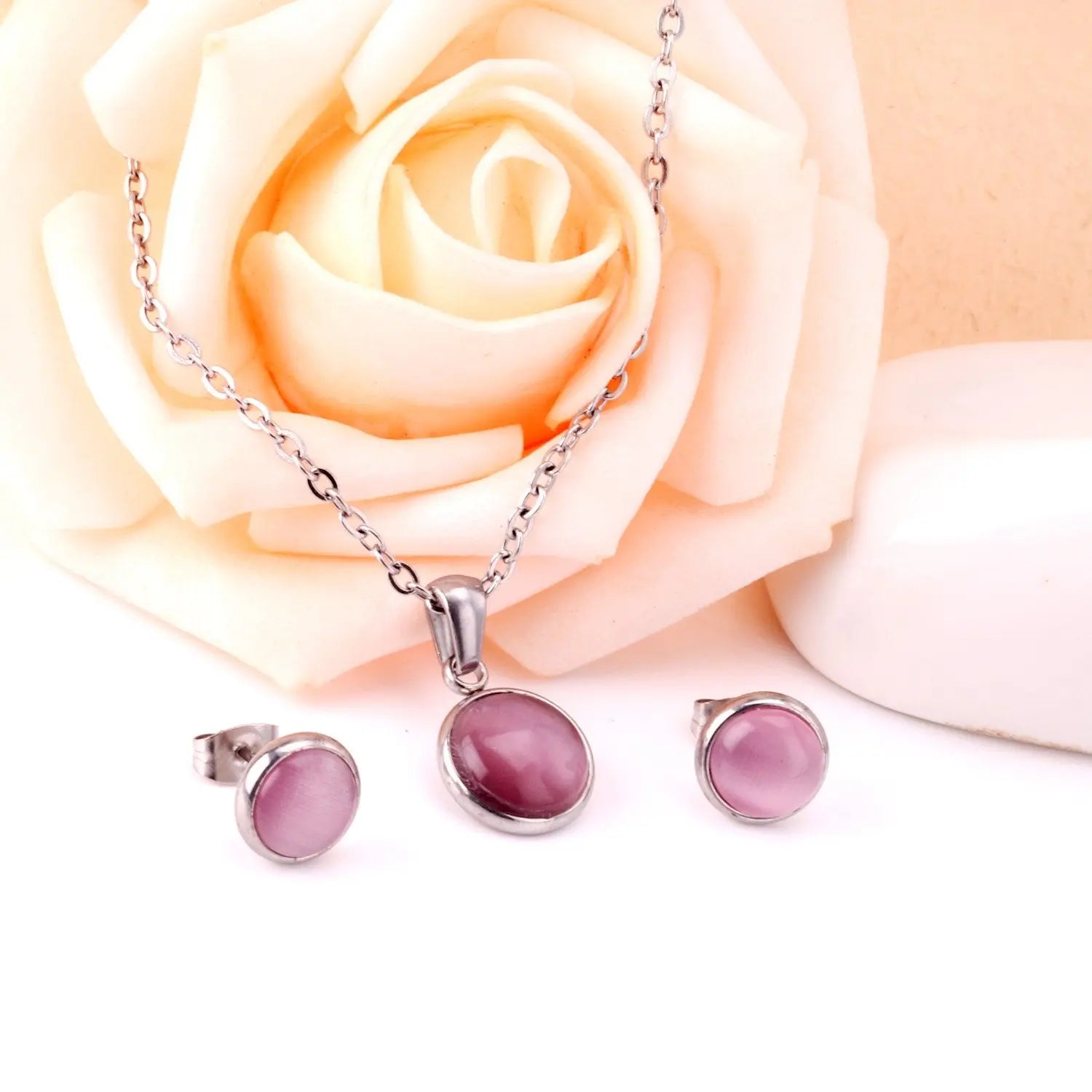 Opal Shell Dubai Wedding Bridal Christmas Jewelry Sets Pendant Necklace Earring For Women Gold Indian Jewellery Set asonjewelry