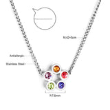 Simple Bohemian Colorful Crystal Flower Necklace for Women Girls Chic Boho Clavicle Cuban Link Chain Collier Femme