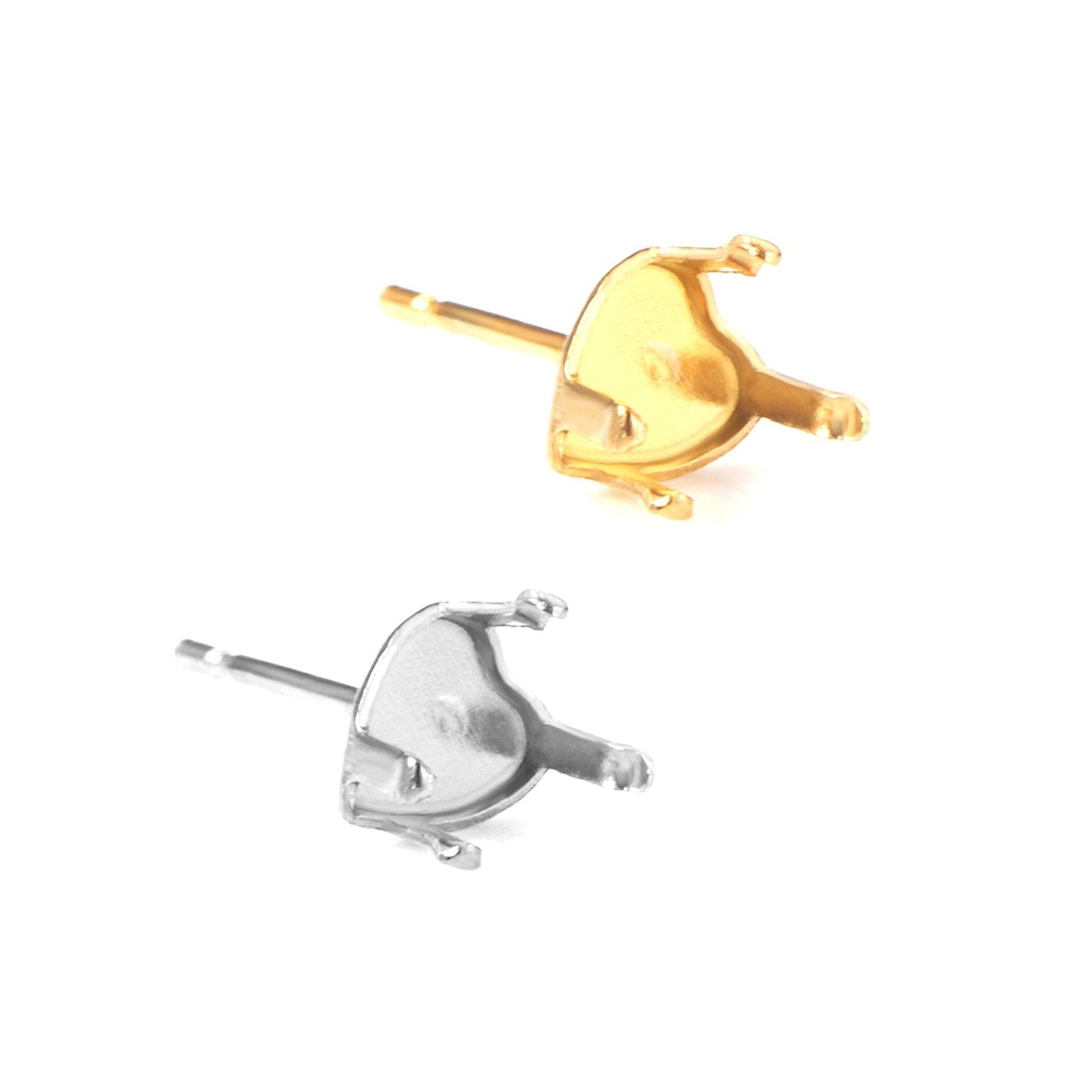 ASON 100pcs/lot Earrings Base 316L Stainless Steel Heart Earrings Making Crystal Bump Heart Earrings Base For DIY Jewelry Making asonjewelry